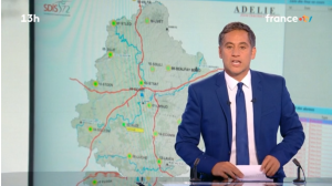 Ecran d'ordinateur avec une vue cartographiée de la zone surveillé par la système ADELIE de PARATRONIC par le SDIS du 72